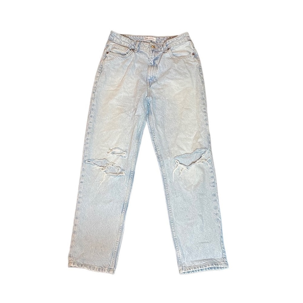 Zara Distressed Ripped Boyfriend Mom Jeans Size 8